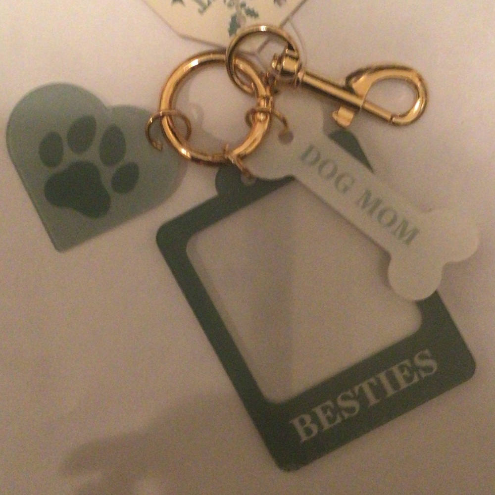 Dog Mom Besties Keychain Set - Green and Gold